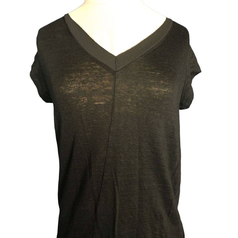 Catherine Malandrino Black Short Sleeved Linen Top Size Small